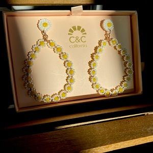 Tear drop Post back daisy beaded Earrings